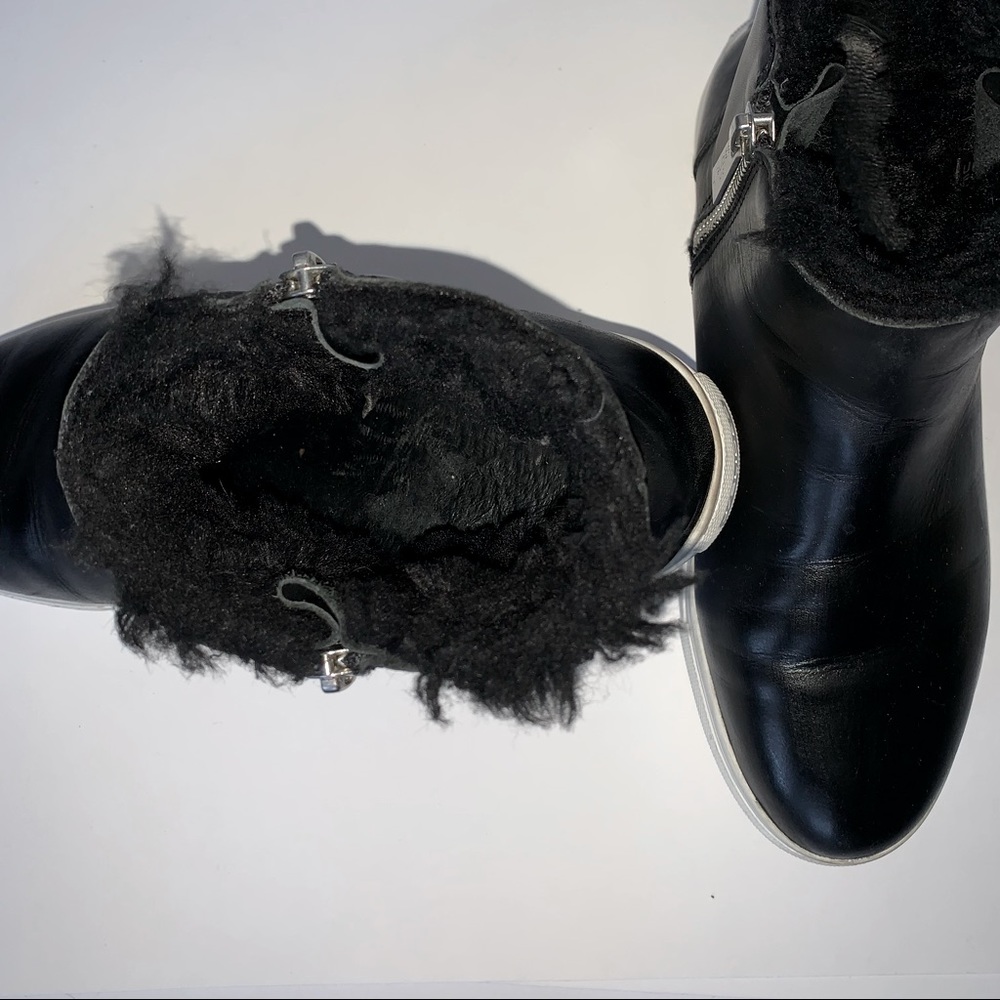 J/ Slides Nyc | Black Leather Booties W/ Soft Fau… - image 5